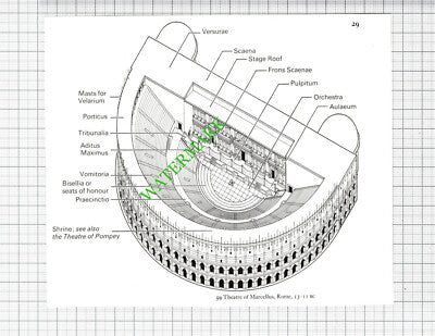Theatre Of Marcellus Rome Plan - 1980s Small Cutting