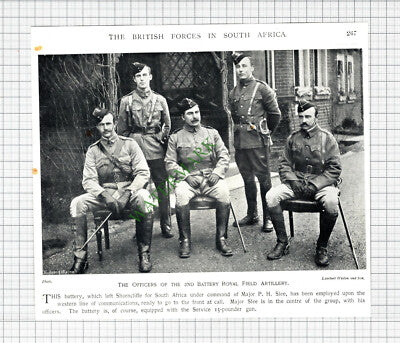 2nd Battery Royal Field Artillery South Africa Mjr Slee - c.1900 Cutting / Print