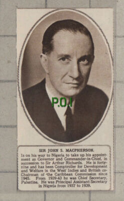 C1162) Sir John S MacPherson Nigeria - 1948 Clip