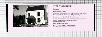Seisdon Staffordshire House Sale Advert - 1988 Cutting