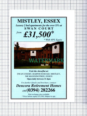 C5955) Mistley Essex Swan Court Advert - 1994 Small Cutting
