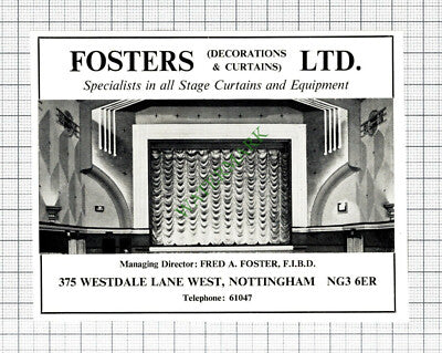 Fosters Ltd Stage Curtains Ltd Nottingham Advert Fred Foster - 1968 Cutting