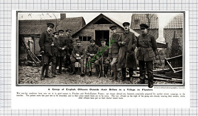 English Officers Flanders World War One WW1 - 1915 Cutting