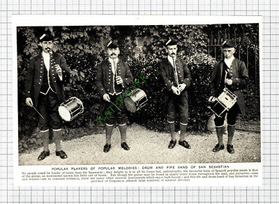 San Sebastian Drum and Fife Band Spain - c.1920s Cutting / Print
