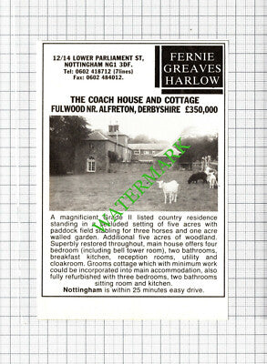 The Coach House and Cottage Fulwood Alfreton Derbyshire - 1989 Cutting