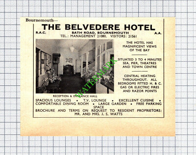 Hazelwood Hotel East Cliff Bournemouth / Belvedere JS Watts -1965 Small Cutting