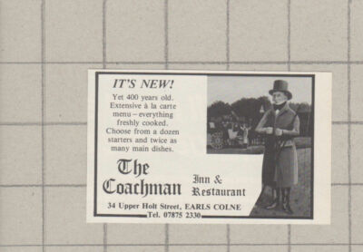 The Coachman Inn & Restaurant Upper Holt St Earls Colne - 1985 Cutting SMALL