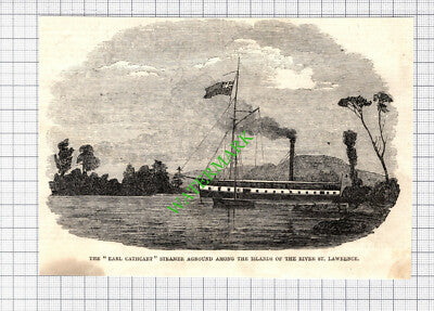 The EARL CATHCART Steamer Ship River St Lawrence - 1850 Small Cutting