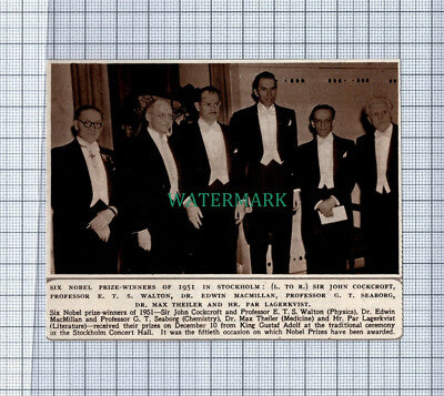 C4382) Nobel Prize Stockholm Cockcroft Lagerkvist Seaborg Theiler 1951 Clip
