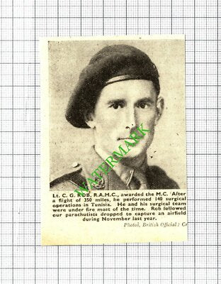 Lt C G Rob RAMC Tunisia WW2 Award World War Two - 1943 SMALL Cutting