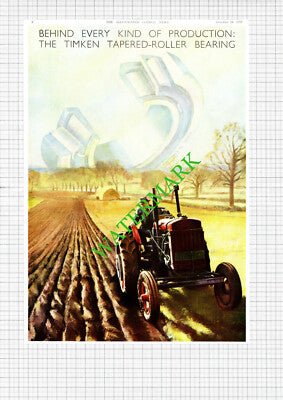 Timken Tapered Roller Bearing Tractor Farming Advert - 1950 Cutting