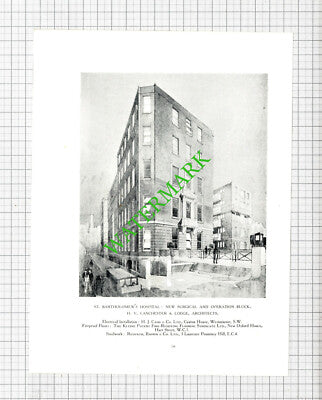 Hospital Salisbury Farey Architect / St Bartholomew's London - 1929 Book Print