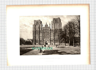 X1041) Wells Cathedral England - c.1895 Print