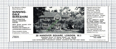 Sunningdale Berkshire Major Henry Dunsmure House Sale Advert - 1969 Cutting