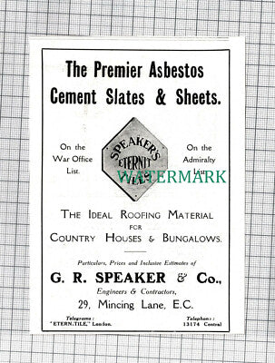 C115) Vulcanite Ltd Roofing / G R Speaker & Co London - 1911 Advert