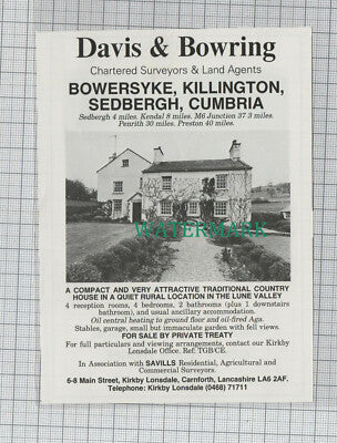 C7762) Bowersyke Killington Sedbergh Cumbria - 1980 House Advert