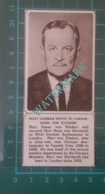 C2935) Herr Von Etzdorf West German Envoy - 1961 Clip SMALL!!