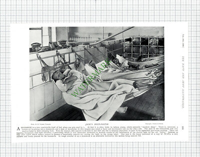 Navy Hammock Ship Sleeping - 1898 Book Print
