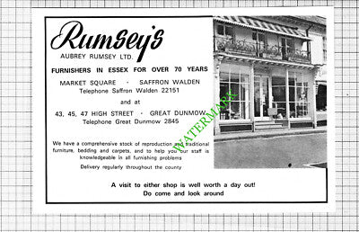Rumsey's Aubrey Rumsey Furnishers Essex Advert - 1974 Cutting