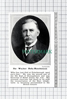 C5968) Sir Walter Hely-Hutchinson Peterborough Obituary - 1913 Cutting