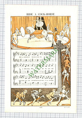 9895) Ride A Cock Horse Nursery Rhyme - c.1950s Cutting / Print