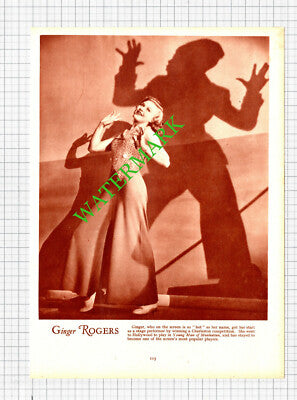 Ginger Rogers Actress - 1930's Cutting / Print