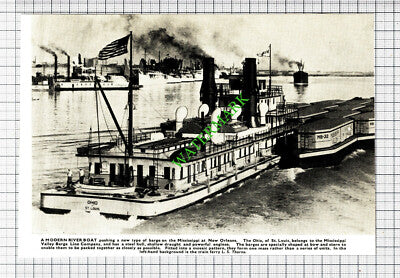 Mississippi Valley Barge Line Co River Boat OHIO St Louis - 1930s Cutting