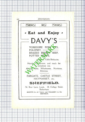 Royal Insurance Company R Earle / Davy's Fargate Sheffield Advert - 1910 Cutting