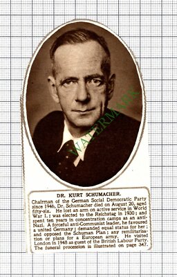 C8086) Dr Kurt Schumacher German Social Democratic Party - 1952 Small Cutting