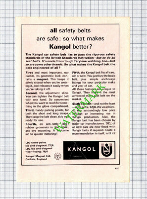 Kangol Safety Belts Advert - 1965 Cutting