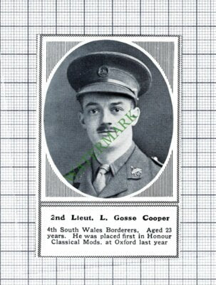 2nd Lt L Gosse Cooper 4th South Wales Borderers WW1 - 1915 Small Cutting