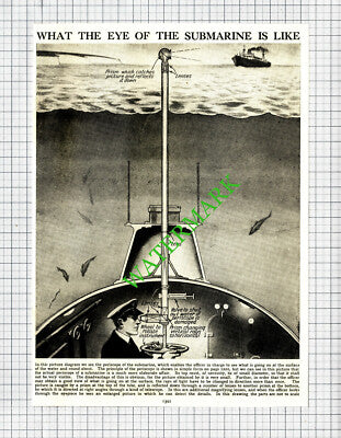 How A Submarine Periscope Works - c.1930s Cutting