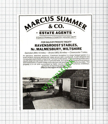 Ravensroost Stables Malmesbury Wiltshire House Sale Advert - 1989 Cutting