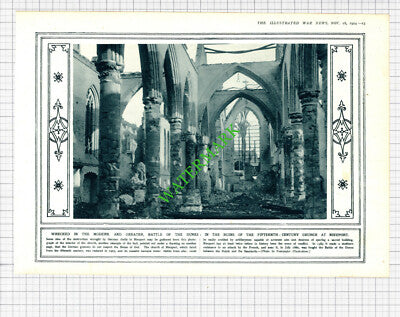 Nieuport Church Belgium Damage World War One - 1914 Cutting / Print