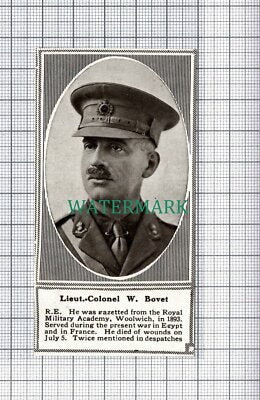 C5233) Lt Col W Bovet RE Royal Engineers - 1918 SMALL Clip