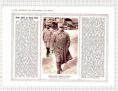 9637) General Petain Verdun World War One - 1916 Cutting / Print