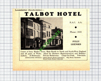 Talbot Hotel Leominster Herefordshire Advert - 1965 Small Cutting