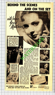 Jessie Matthews Lux Soap Advert - 1937 Cutting
