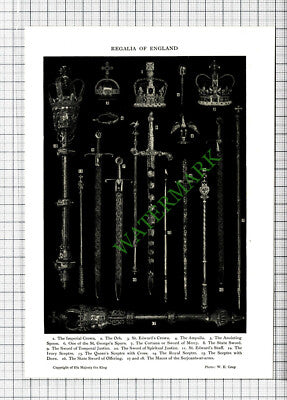 English Regalia Crown Jewels - Small PRINT - 1935