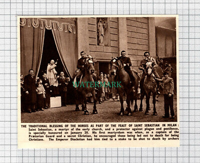 C5040) Saint Sebastian Milan Horse Blessing - 1950 Clip