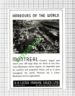 Montreal Canada Harbour R A Lister Ltd Dursley Advert - 1947 Cutting