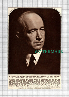 C2727) Dr Eduard Benes Czechoslovakia Obituary - 1948 Clip
