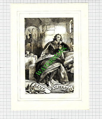 King Richard II William Shakespeare - c.1880 Print / Cutting