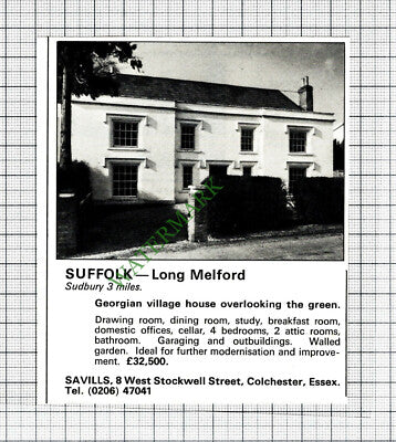 Long Melford Suffolk House Advert - 1977 Cutting