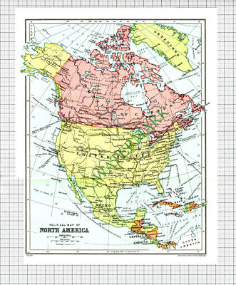 Small Map Of NORTH AMERICA - Book Print / Pullout - 1935