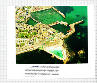 Penzance Cornwall Aerial View - c.1990s Cutting / Print