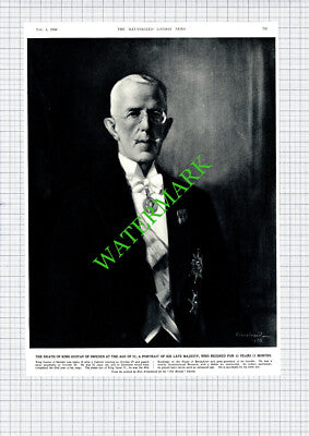 Death of King Gustav Of Sweden - 1950 Cutting / Print