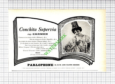 Conchita Supervia Carmen Parlophone Records Advert - 1956 Cutting