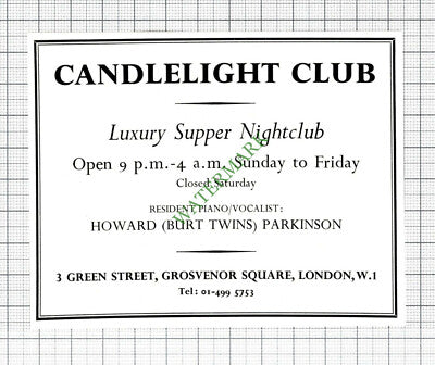 Candlelight Club Nightclub Grosvenor Square London Advert - 1968 Cutting