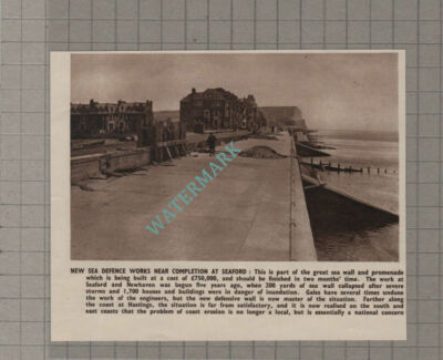C3343) Seaford New Sea Defence Works Sea Wall - 1950 Clip